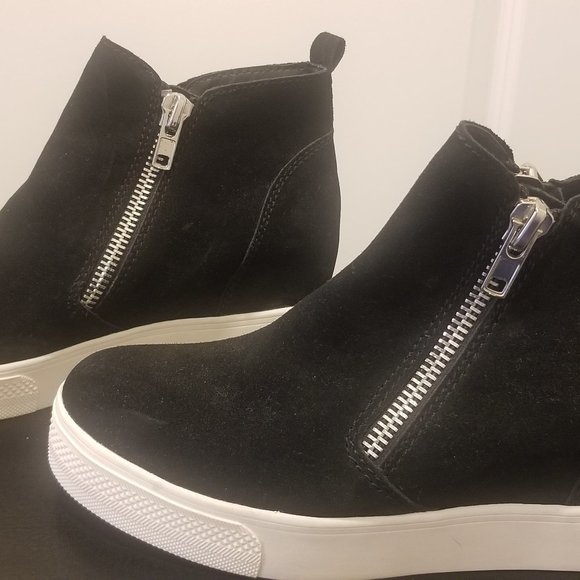 NEW Women's Black Suede Steve Madden Wedgie Sneakers, Size 9.5 - Picture 5 of 13